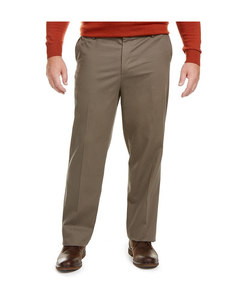 Men's Big & Tall Signature Lux Cotton Classic Fit Creased Stretch Khaki Pants Brown $35.39 Pants