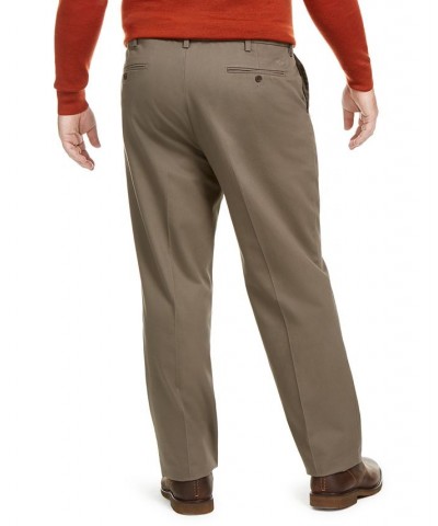 Men's Big & Tall Signature Lux Cotton Classic Fit Creased Stretch Khaki Pants Brown $35.39 Pants