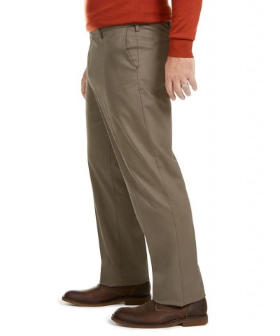 Men's Big & Tall Signature Lux Cotton Classic Fit Creased Stretch Khaki Pants Brown $35.39 Pants