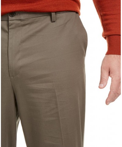 Men's Big & Tall Signature Lux Cotton Classic Fit Creased Stretch Khaki Pants Brown $35.39 Pants