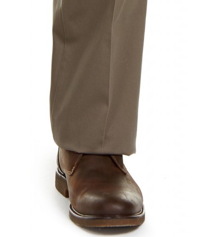 Men's Big & Tall Signature Lux Cotton Classic Fit Creased Stretch Khaki Pants Brown $35.39 Pants