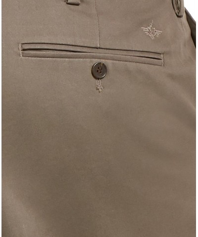 Men's Big & Tall Signature Lux Cotton Classic Fit Creased Stretch Khaki Pants Brown $35.39 Pants