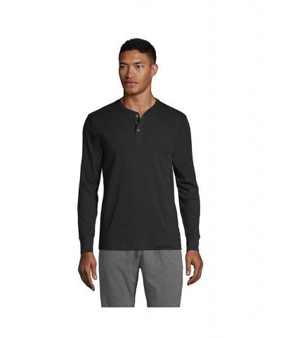 Men's Knit Rib Pajama Henley Black $35.37 Pajama