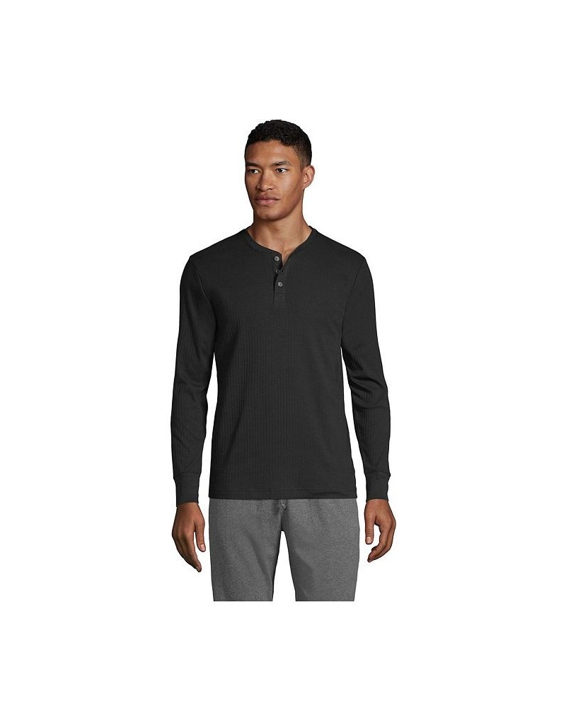 Men's Knit Rib Pajama Henley Black $35.37 Pajama