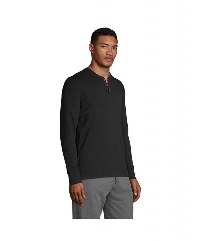 Men's Knit Rib Pajama Henley Black $35.37 Pajama