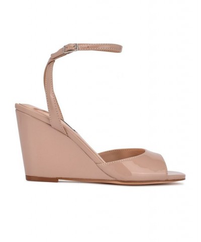 Women's Nevr Ankle Strap Wedge Sandals White $53.46 Shoes