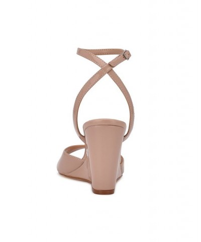 Women's Nevr Ankle Strap Wedge Sandals White $53.46 Shoes