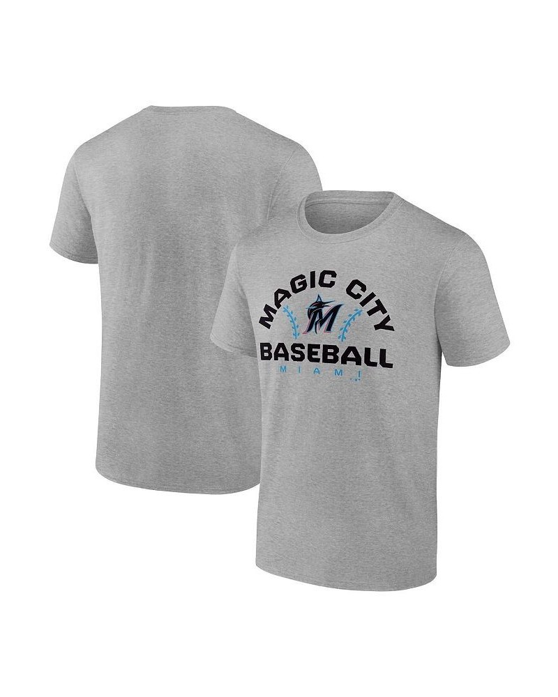 Men's Branded Heather Gray Miami Marlins Iconic Go For Two T-shirt $21.99 T-Shirts