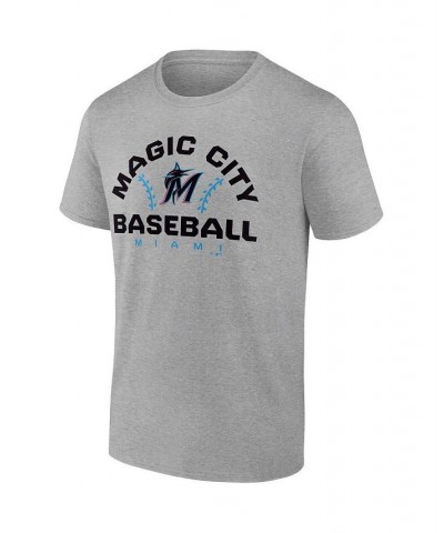 Men's Branded Heather Gray Miami Marlins Iconic Go For Two T-shirt $21.99 T-Shirts