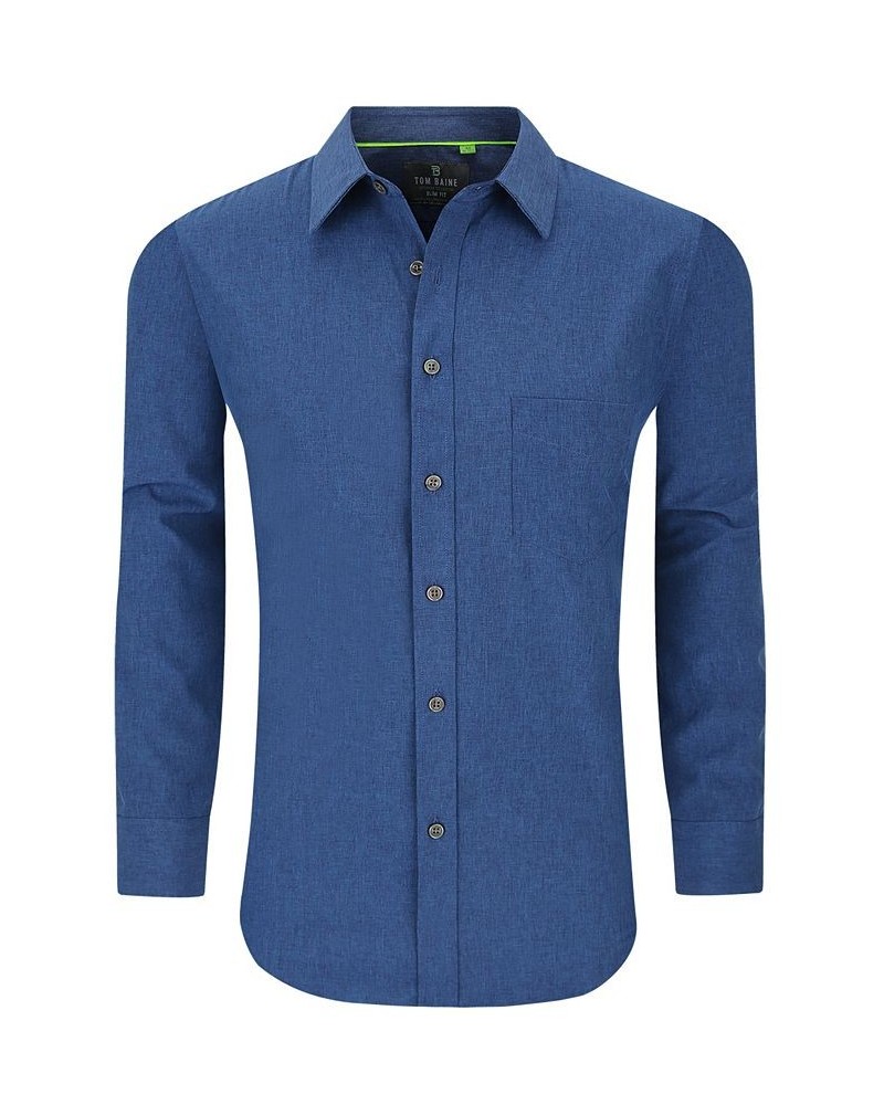 Men's Slim Fit Performance Long Sleeve Solid Button Down Dress Shirt PD02 $26.54 Dress Shirts