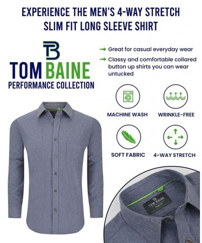 Men's Slim Fit Performance Long Sleeve Solid Button Down Dress Shirt PD02 $26.54 Dress Shirts