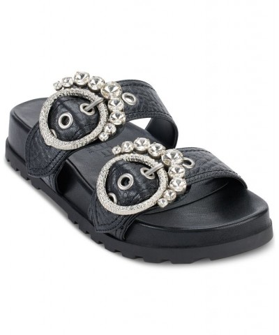 Women's Barlow Embellished Slip-On Slide Sandals Black $53.64 Shoes