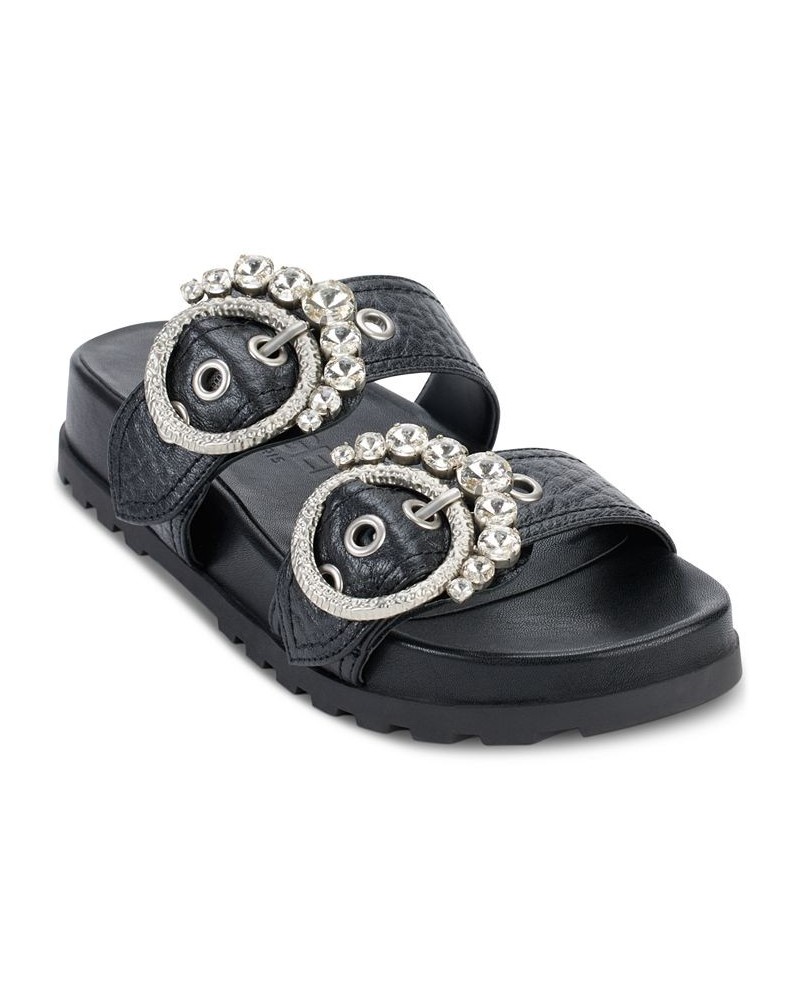 Women's Barlow Embellished Slip-On Slide Sandals Black $53.64 Shoes