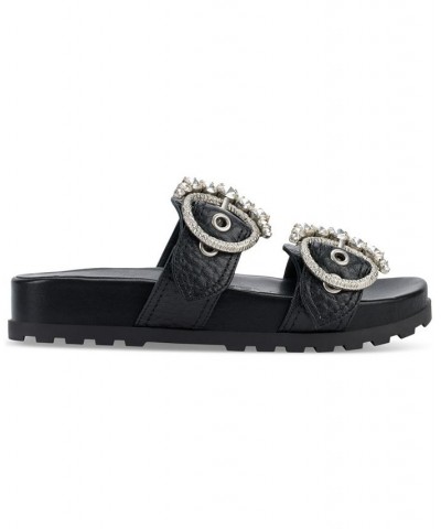 Women's Barlow Embellished Slip-On Slide Sandals Black $53.64 Shoes