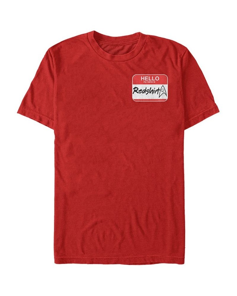 Star Trek Men's Original Series Hello Reshirt Name Tag Short Sleeve T-Shirt Red $14.70 T-Shirts