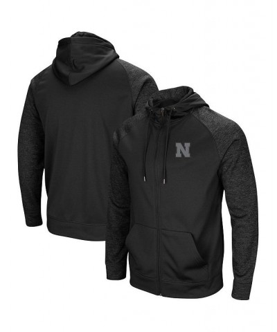 Men's Black Nebraska Huskers Blackout 3.0 Tonal Raglan Full-Zip Hoodie $33.00 Sweatshirt