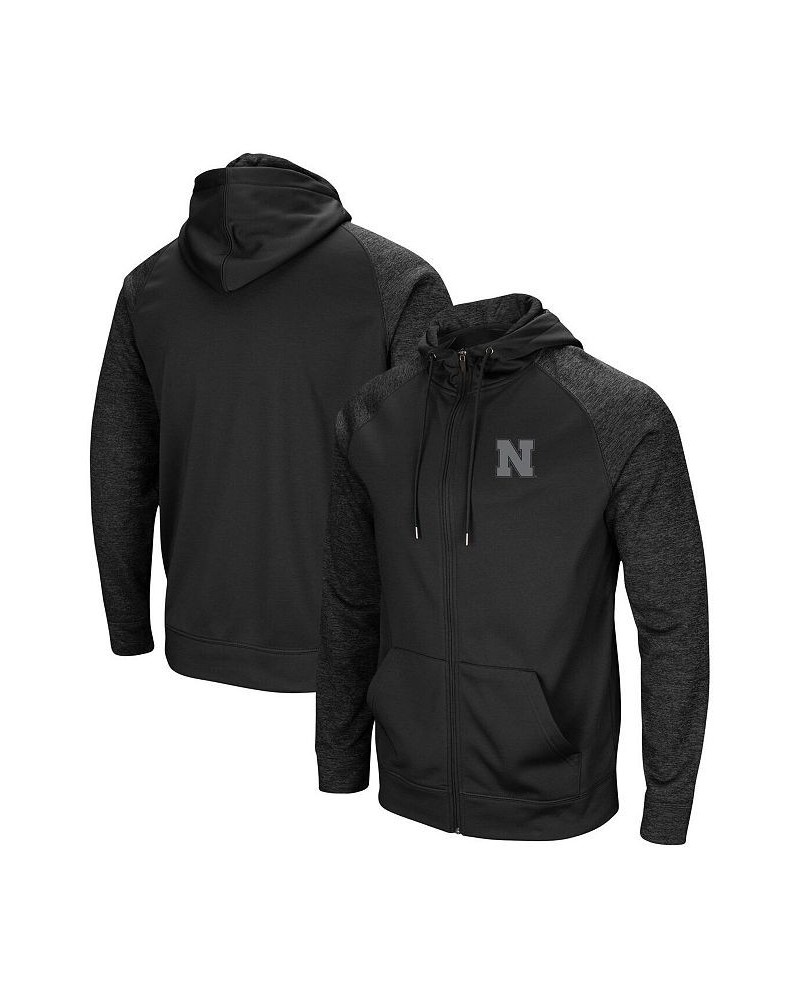 Men's Black Nebraska Huskers Blackout 3.0 Tonal Raglan Full-Zip Hoodie $33.00 Sweatshirt