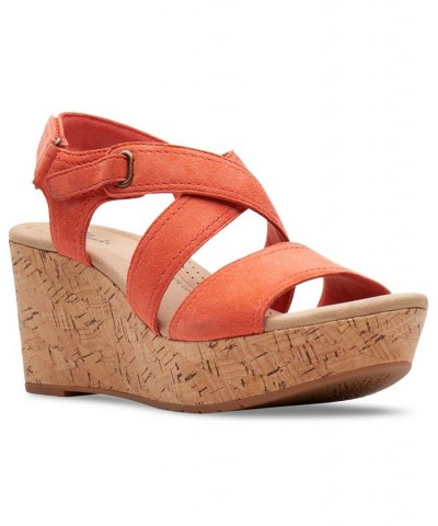 Women's Rose Way Crisscross Cork-Wedge Sandals Red $52.32 Shoes