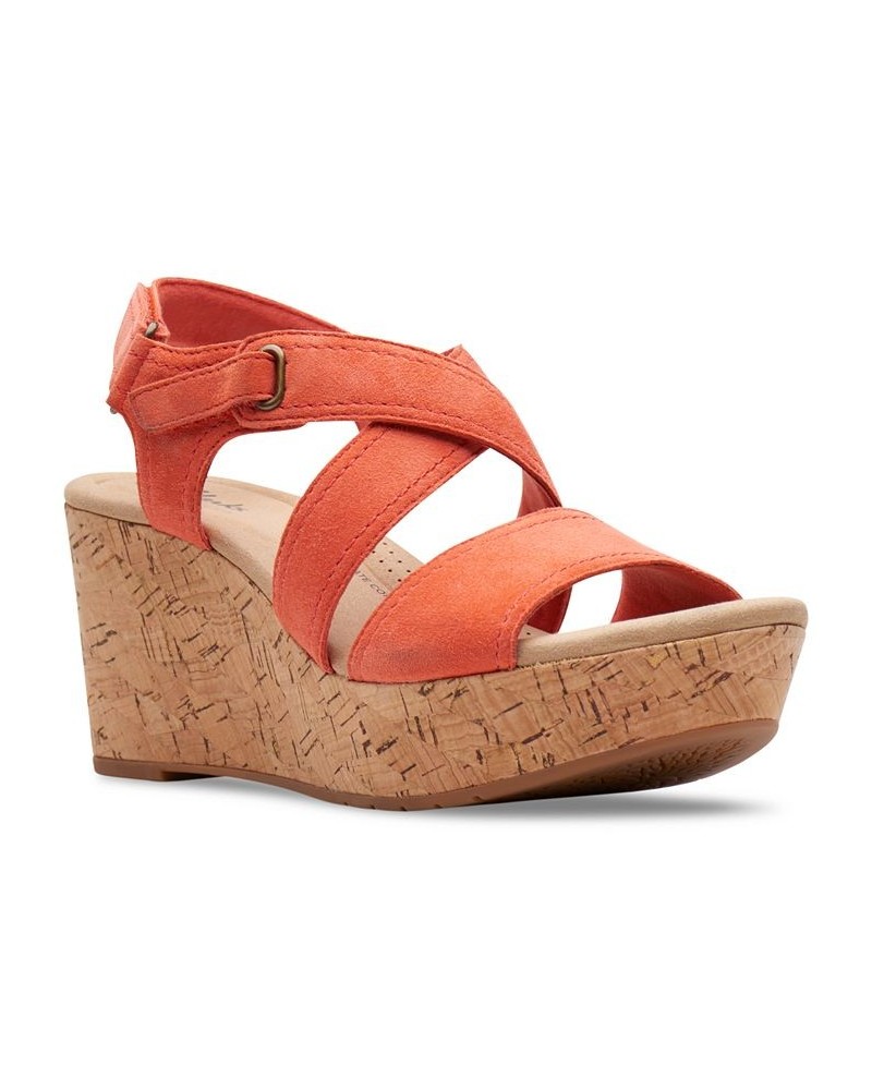 Women's Rose Way Crisscross Cork-Wedge Sandals Red $52.32 Shoes