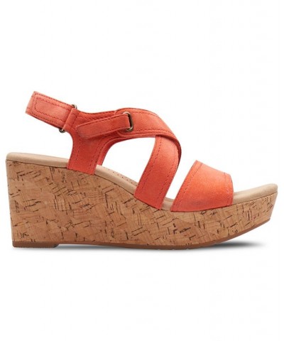 Women's Rose Way Crisscross Cork-Wedge Sandals Red $52.32 Shoes