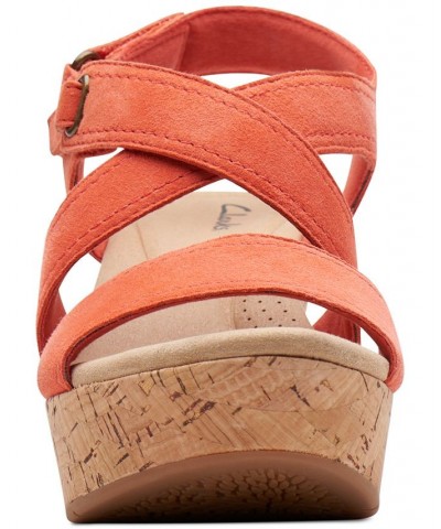 Women's Rose Way Crisscross Cork-Wedge Sandals Red $52.32 Shoes