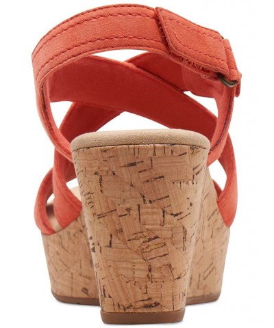 Women's Rose Way Crisscross Cork-Wedge Sandals Red $52.32 Shoes