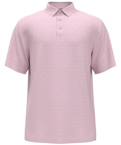 Men's Airflux Artisanal Conversational Short Sleeve Polo Shirt Pink $15.25 Polo Shirts