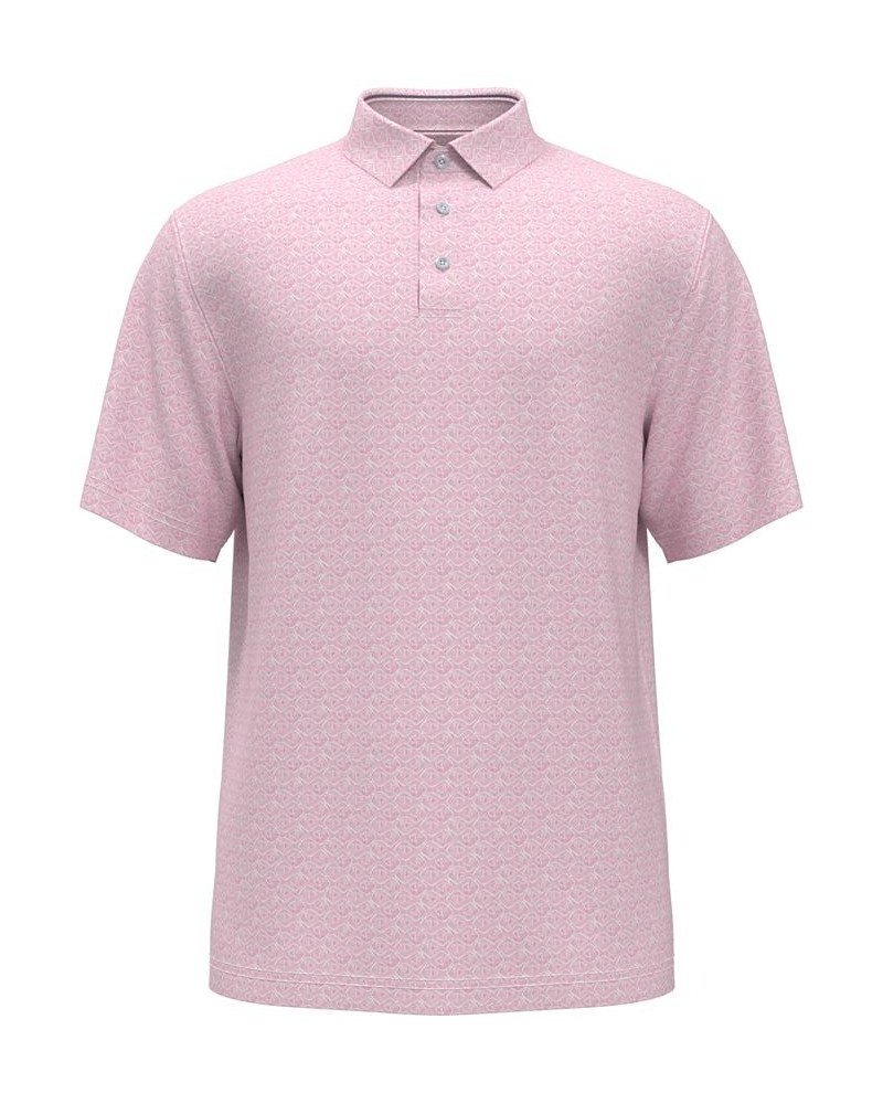 Men's Airflux Artisanal Conversational Short Sleeve Polo Shirt Pink $15.25 Polo Shirts