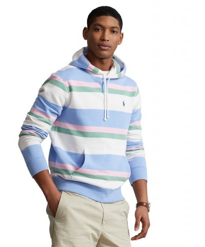 Men's RL Striped Fleece Hoodie Blue $85.44 Sweatshirt