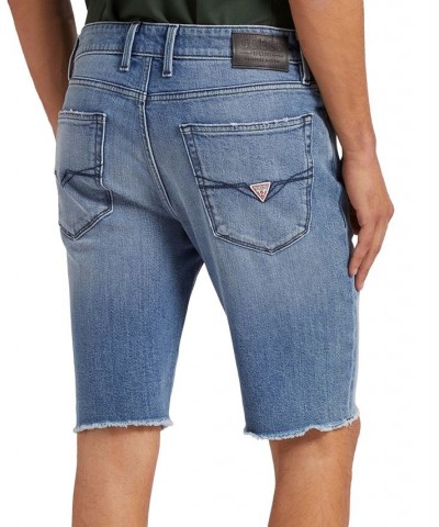 Men's Slim-Fit Distressed Denim Indigo Eco Shorts Yellow $34.10 Shorts