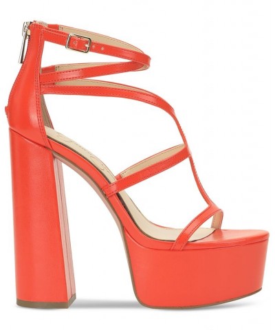 Women's Aamina Strappy Platform Dress Sandals Orange $58.05 Shoes