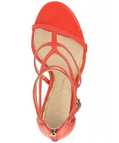 Women's Aamina Strappy Platform Dress Sandals Orange $58.05 Shoes