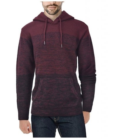 Men's Color Blocked Hooded Sweater Burgundy $29.99 Sweaters