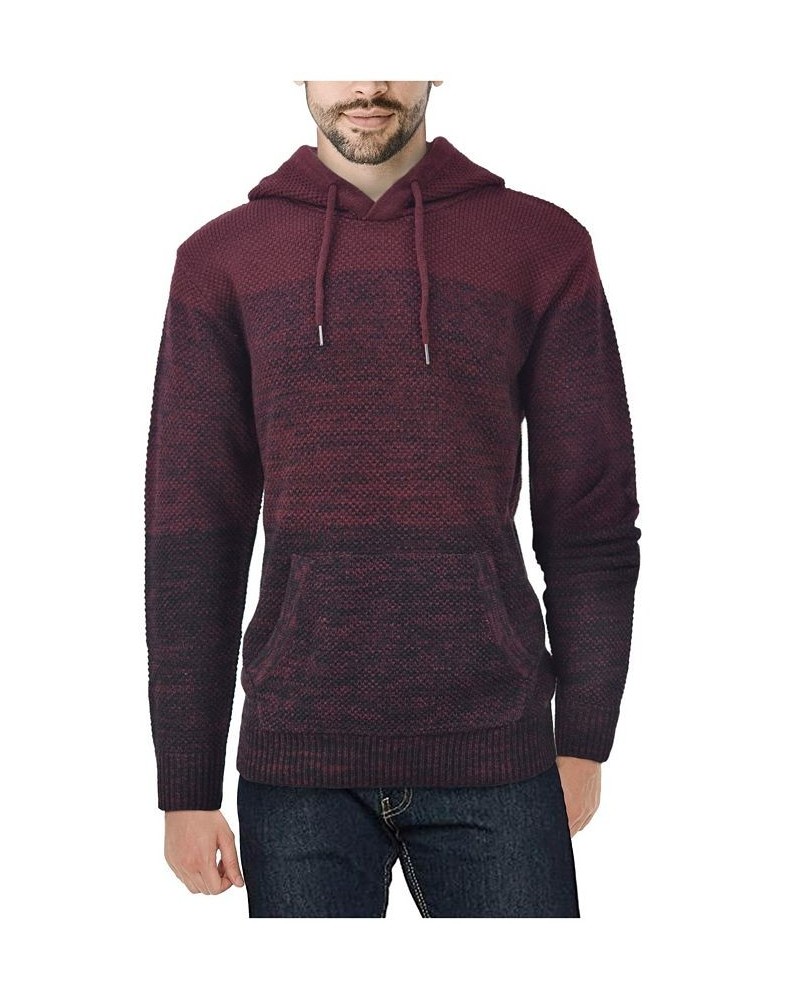 Men's Color Blocked Hooded Sweater Burgundy $29.99 Sweaters