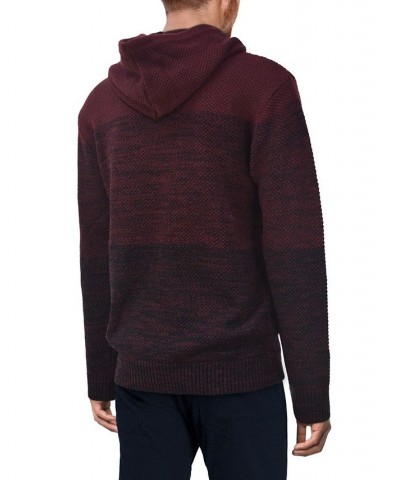 Men's Color Blocked Hooded Sweater Burgundy $29.99 Sweaters