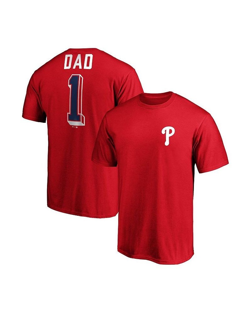 Men's Branded Red Philadelphia Phillies Number One Dad Team T-shirt $18.90 T-Shirts