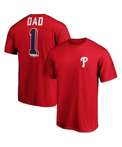 Men's Branded Red Philadelphia Phillies Number One Dad Team T-shirt $18.90 T-Shirts