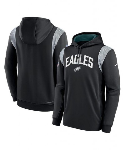 Men's Black Philadelphia Eagles Sideline Athletic Stack Performance Pullover Hoodie $45.60 Sweatshirt