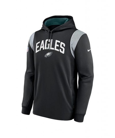 Men's Black Philadelphia Eagles Sideline Athletic Stack Performance Pullover Hoodie $45.60 Sweatshirt