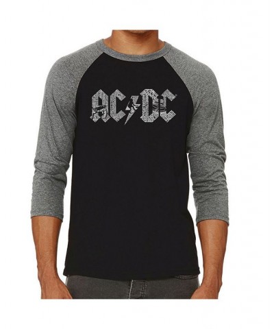 Men's Raglan AC/DC Word Art T-shirt Gray $22.50 T-Shirts