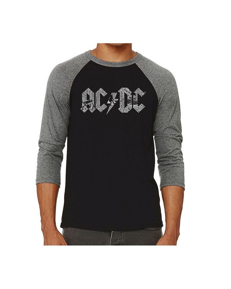 Men's Raglan AC/DC Word Art T-shirt Gray $22.50 T-Shirts