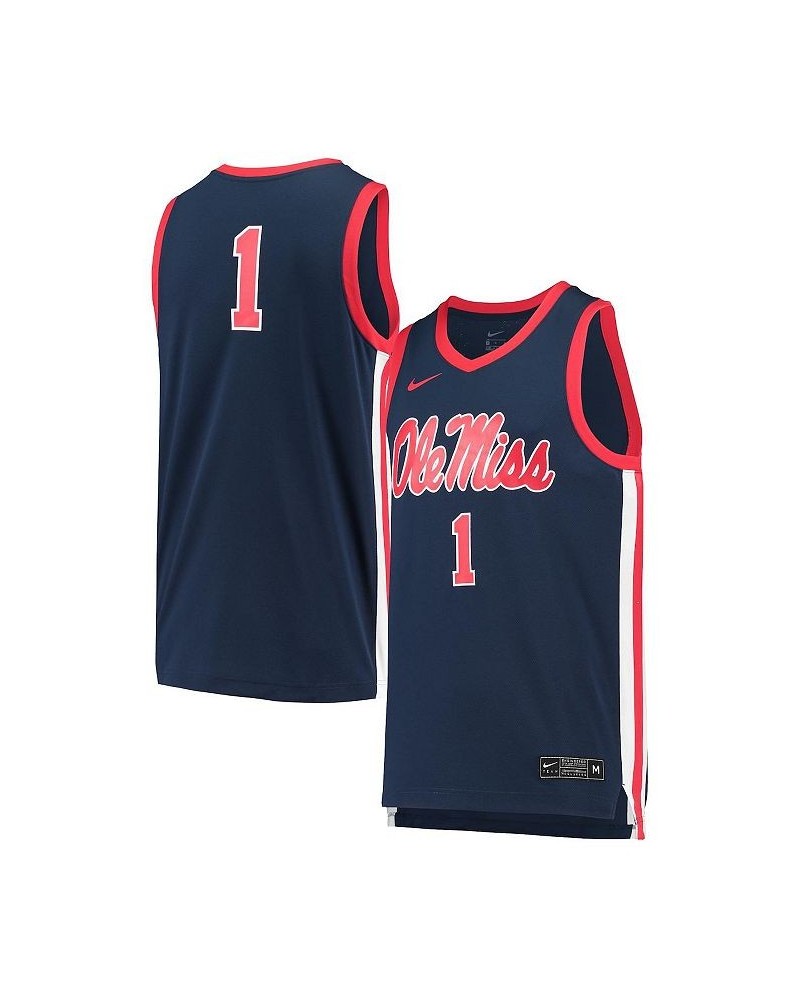 Men's 1 Navy Ole Miss Rebels Replica Basketball Jersey $37.80 Jersey