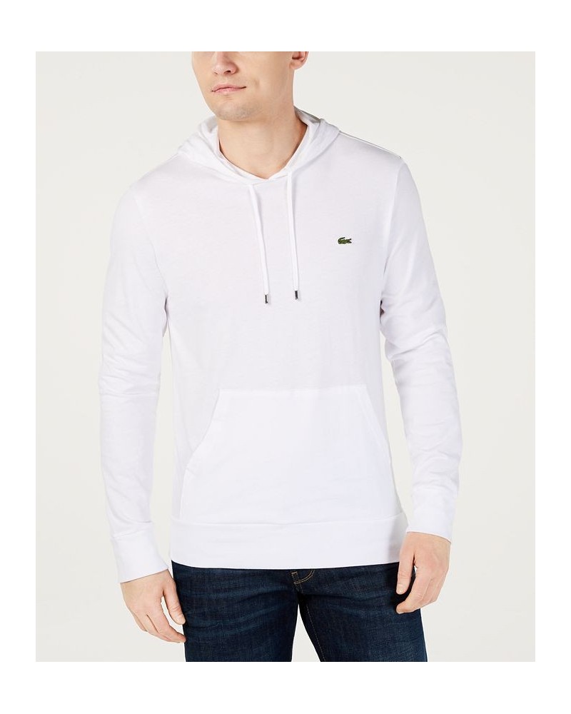 Hoodie Jersey Long Sleeve Tee Shirt with Kangaroo Pocket White $54.00 T-Shirts