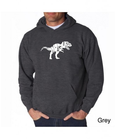 Men's Word Art Hooded Sweatshirt - Tyrannosaurus Rex Gray $27.60 Sweatshirt