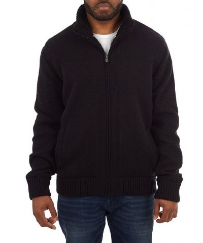 Men's Color Blocked Full-Zip High Neck Sweater Jacket Black $33.54 Sweatshirt