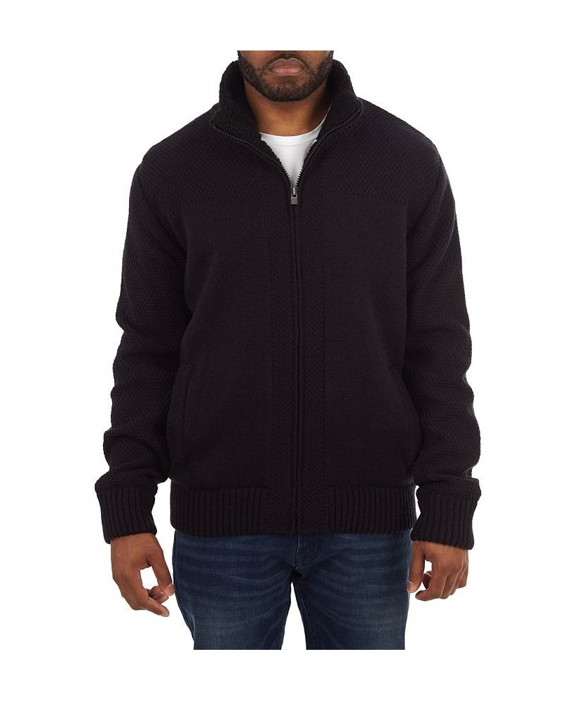 Men's Color Blocked Full-Zip High Neck Sweater Jacket Black $33.54 Sweatshirt