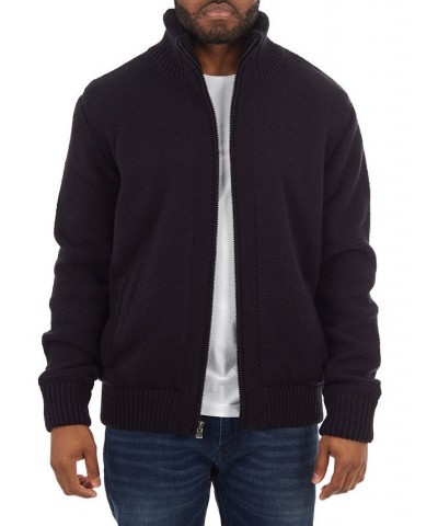 Men's Color Blocked Full-Zip High Neck Sweater Jacket Black $33.54 Sweatshirt