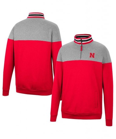 Men's Heathered Gray, Scarlet Nebraska Huskers Be the Ball Quarter-Zip Top $34.30 Sweatshirt