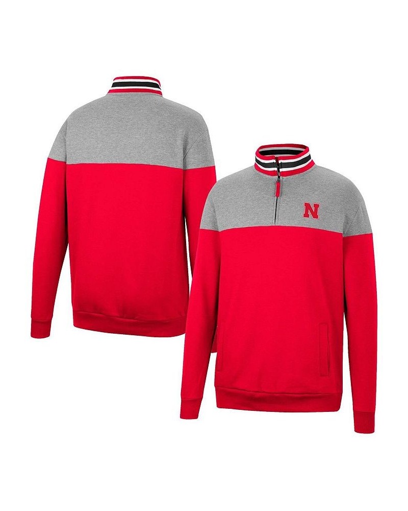 Men's Heathered Gray, Scarlet Nebraska Huskers Be the Ball Quarter-Zip Top $34.30 Sweatshirt