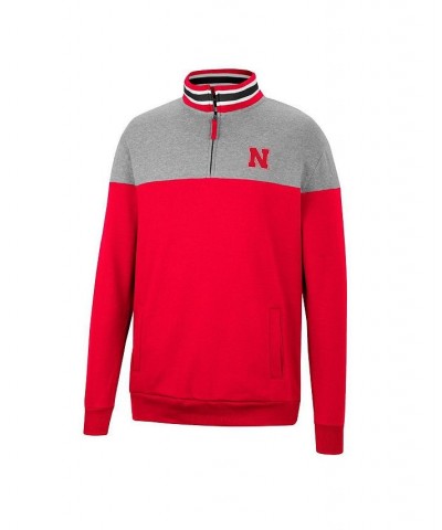 Men's Heathered Gray, Scarlet Nebraska Huskers Be the Ball Quarter-Zip Top $34.30 Sweatshirt